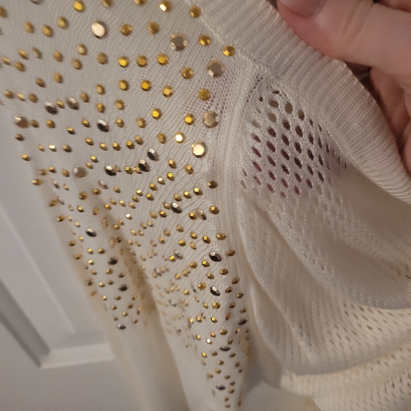 Thalia L 2pc Long sleeved sweater w/ sequined tank Ivory color - Picture 9 of 12